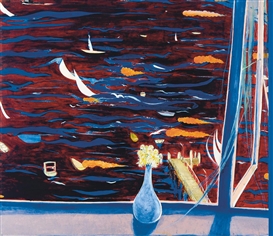 WESTERLY WITH DAISIES (VIEW OF LAVENDER BAY) by Brett Whiteley